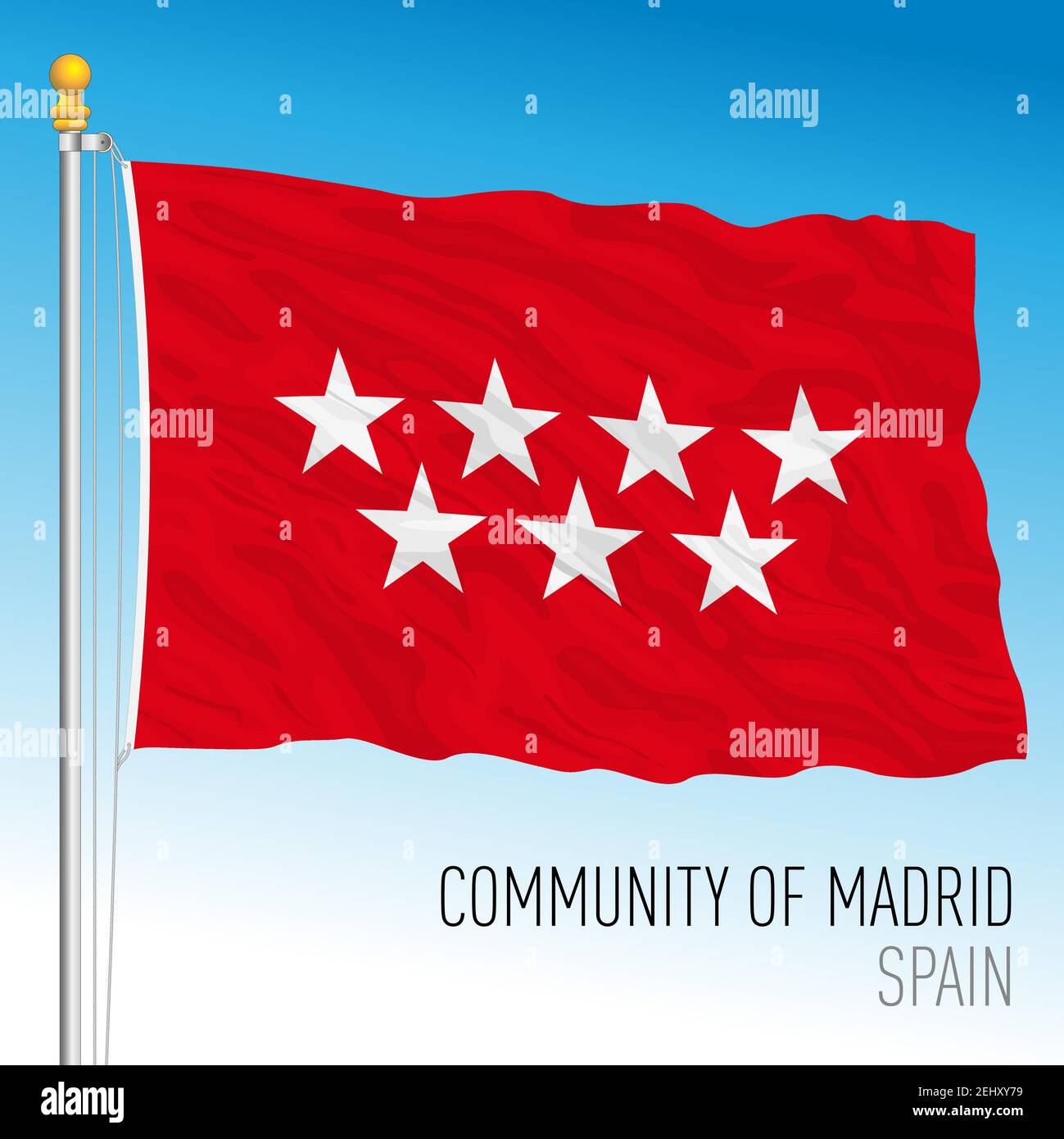 Gemeinschaft von Madrid regionale Flagge, autonome Gemeinschaft von Spanien, Europäische Union, Vektor-Illustration Stock Vektor