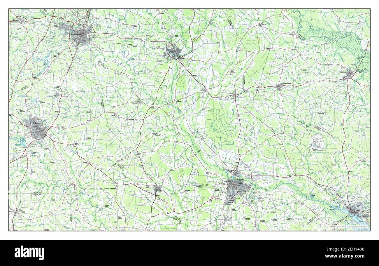 Rocky Mount, North Carolina, Karte 1985, 1:100000, Vereinigte Staaten von Amerika von Timeless Maps, Daten U.S. Geological Survey Stockfoto