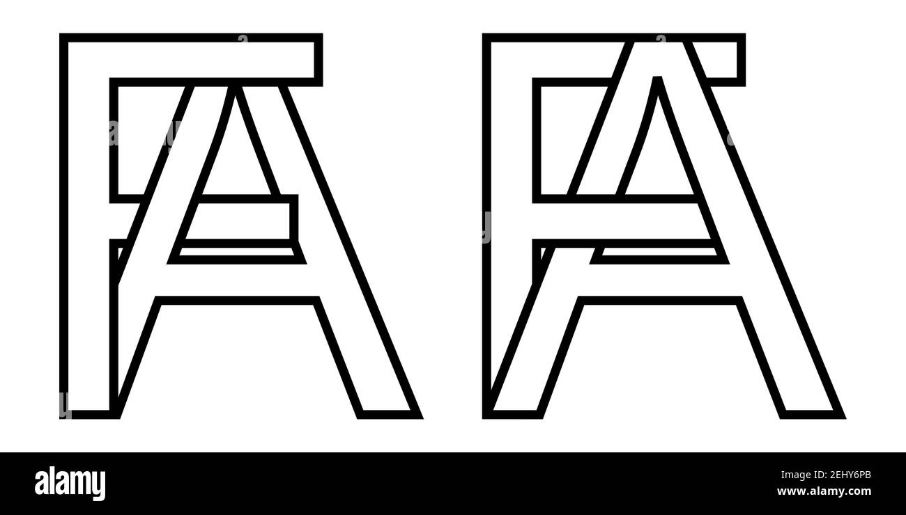 Logo Zeichen fa af Symbol Zeichen interlaced Buchstaben A, F Vektor Logo af, fa erste Großbuchstaben Muster Alphabet a, f Stock Vektor