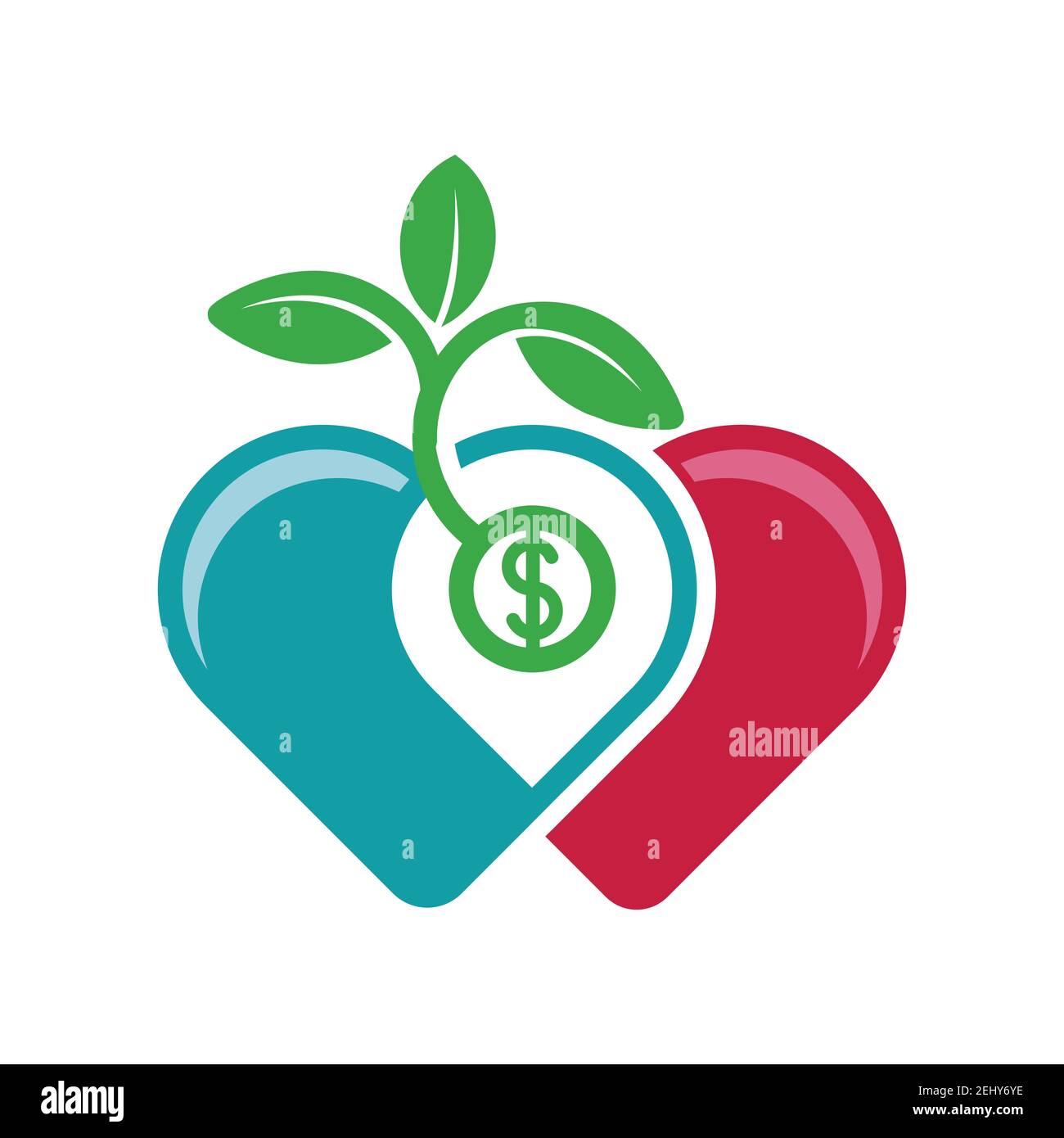 Wachsendes Geld und Liebe Logo Vektor-Symbol Zeichen eines Lover Keep Love Strong ever Illustration Stock Vektor