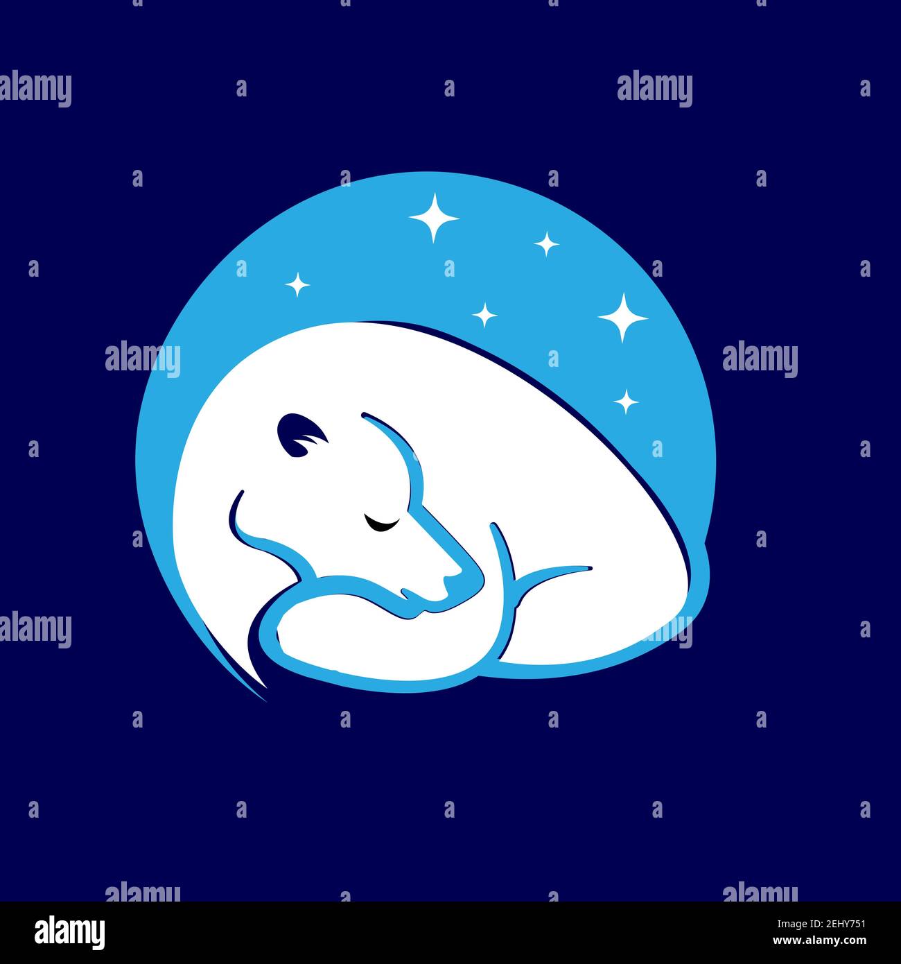 Silhouette des schlafenden Bären Vektor-Illustration isoliert auf Himmelblau Hintergrund Stock Vektor