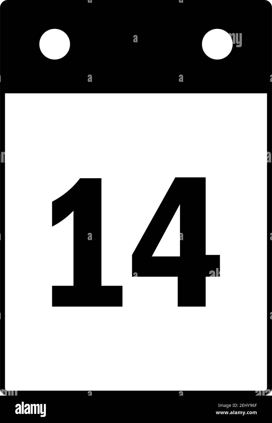 Valentinstag-Kalender-Symbol. Schwarzes Glyphen-Design. Vektorgrafik. Stock Vektor