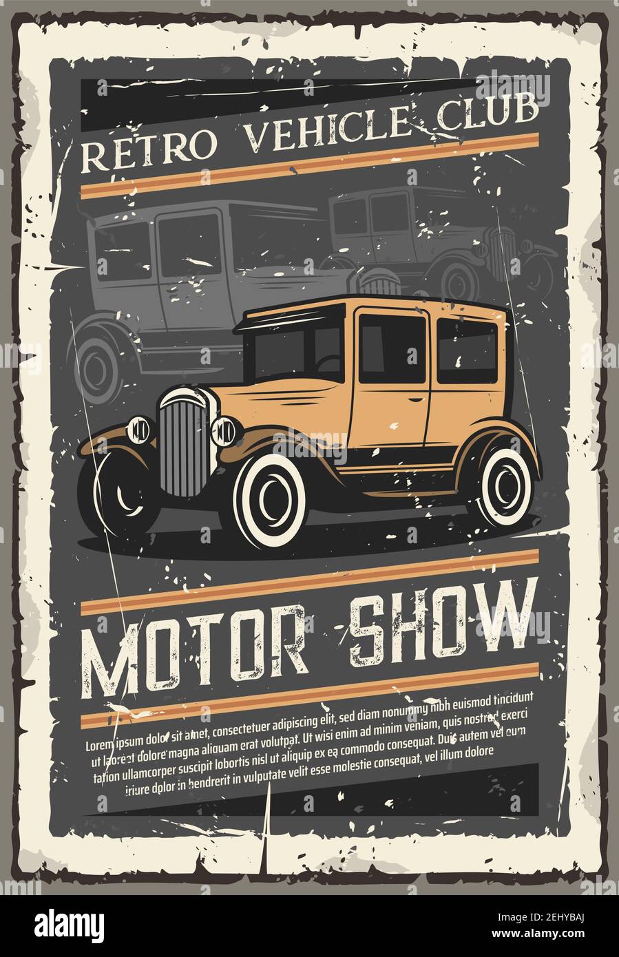 Alte Oldtimer zeigen, Retro Fahrzeuge Club Ausstellung alte Grunge