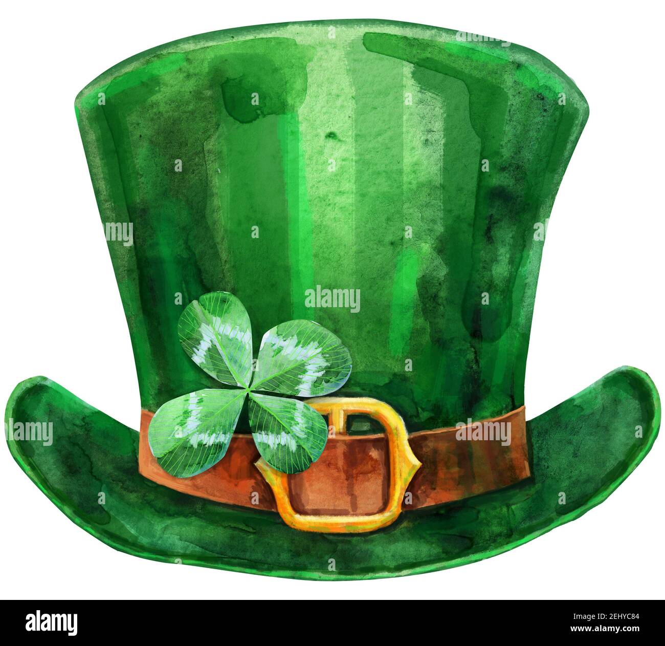 Leprechaun grüner Hut mit Kleeblatt isoliert auf weißem Hintergrund  Stockfotografie - Alamy