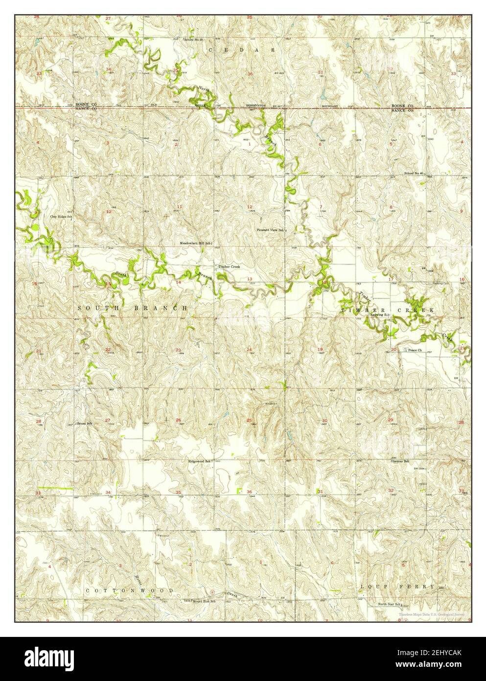 Belgrade NW, Nebraska, Karte 1954, 1:24000, Vereinigte Staaten von Amerika von Timeless Maps, Daten U.S. Geological Survey Stockfoto