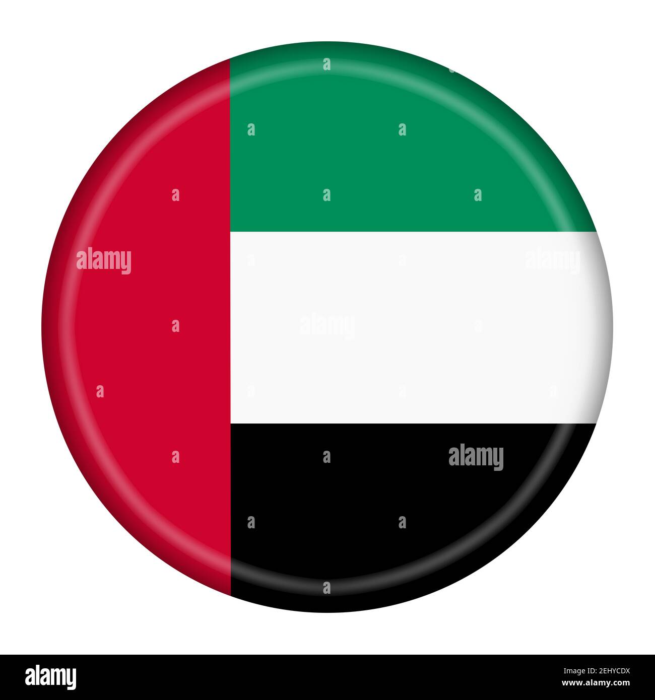 Vereinigte Arabische Emirate Flagge Taste 3D Abbildung mit Clipping-Pfad Stockfoto