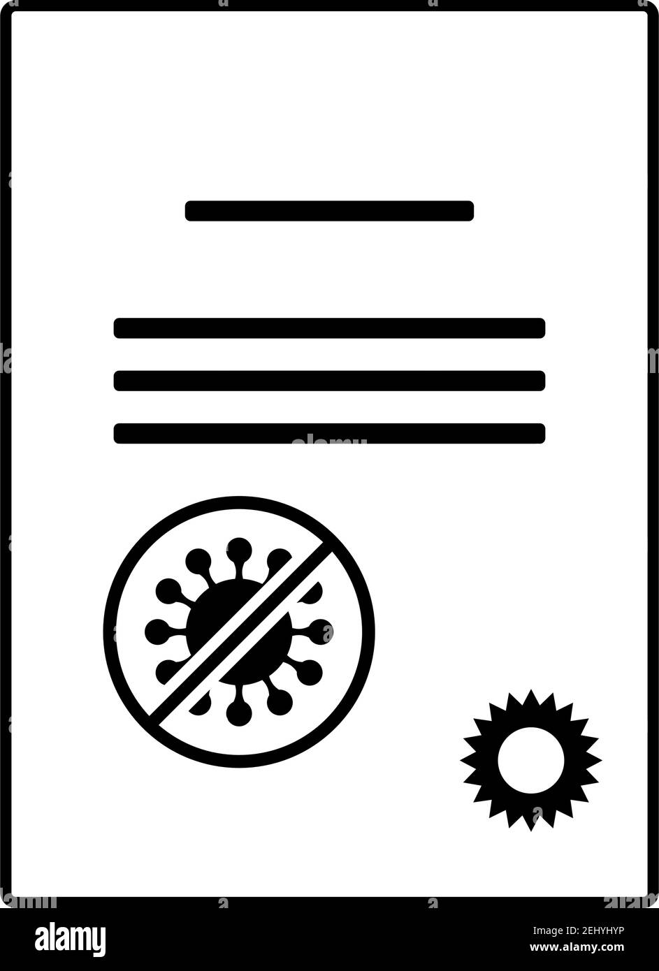 Symbol Für Kein Coronavirus-Zertifikat. Schwarzes Glyphen-Design. Vektorgrafik. Stock Vektor