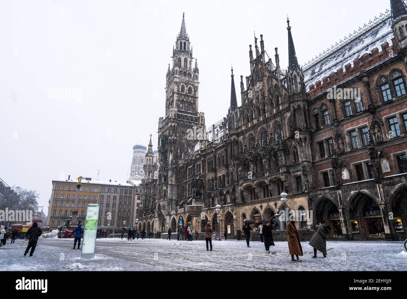 Verschneite Wintertage in München Stockfoto