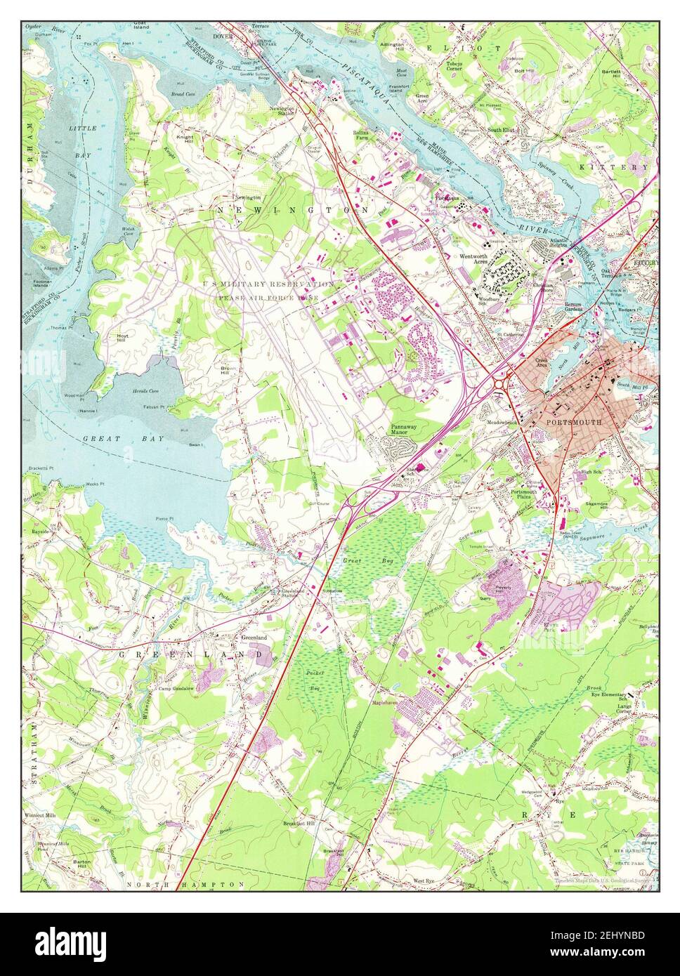 Portsmouth, New Hampshire, Karte 1956, 1:24000, Vereinigte Staaten von Amerika von Timeless Maps, Daten U.S. Geological Survey Stockfoto