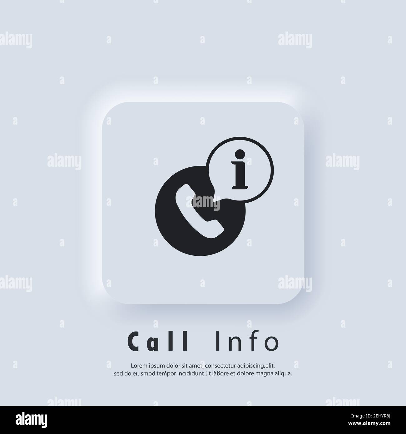Symbol für Anruferinformationen. Info-Center anrufen. Für mobile App verwenden. Vektor EPS 10. UI-Symbol. Neumorphic UI UX White User Interface Web-Button. Neumorphismus Stock Vektor
