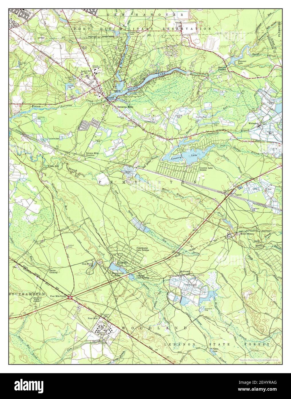 Browns Mills, New Jersey, Karte 1957, 1:24000, Vereinigte Staaten von Amerika von Timeless Maps, Daten U.S. Geological Survey Stockfoto