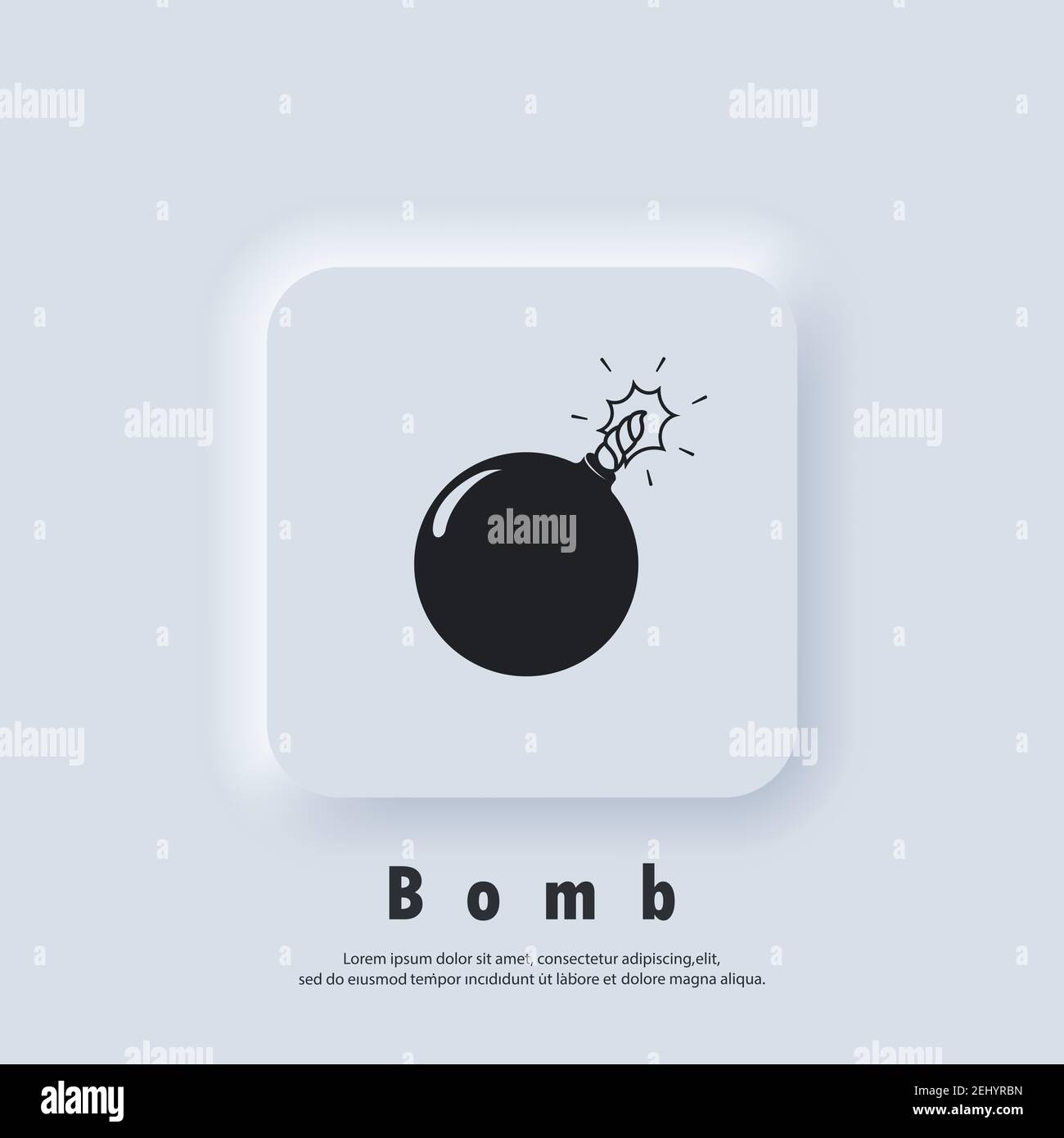 Bombensymbol. Bomb-Logo. Vektor. UI-Symbol. Neumorphic UI UX White User Interface Web-Button. Stock Vektor
