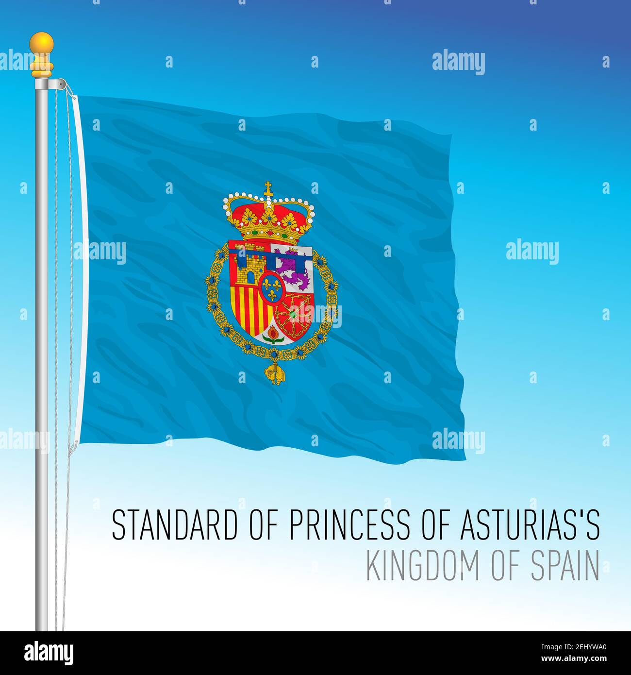 Prinzessin von Asturien Flagge, Königreich Spanien, Europäische Union, Vektor-Illustration Stock Vektor