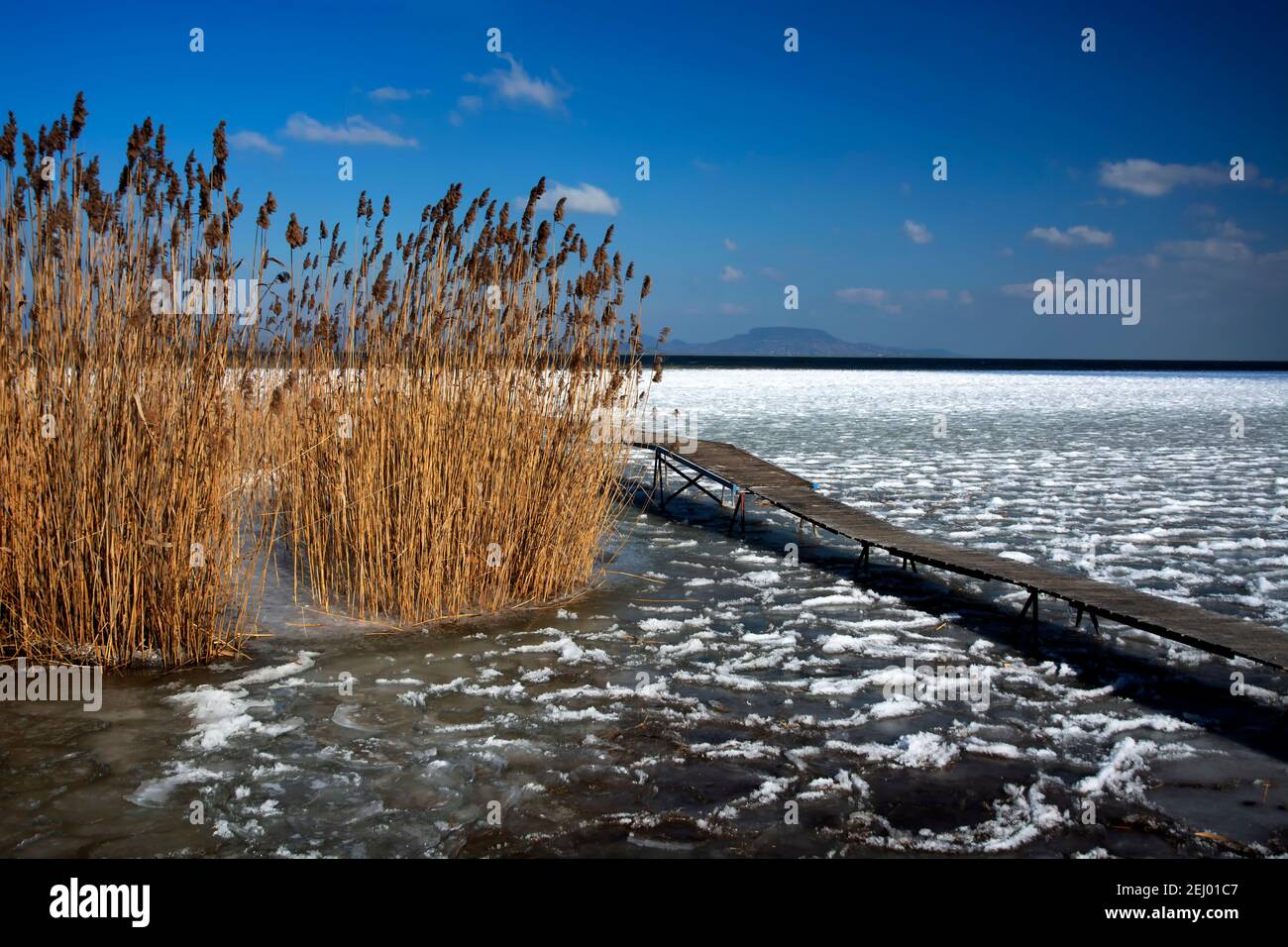 Plattensee in witer Zeit, Ungarn Stockfoto