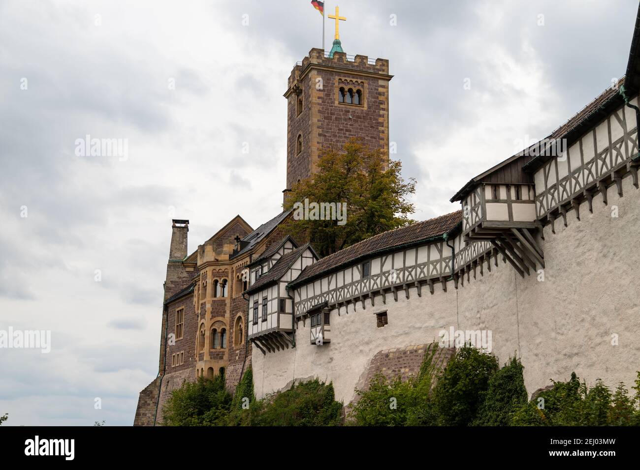 Äußere Steinmauer und Burgmauer der Wartburg in der Nähe Eisenach Stockfoto