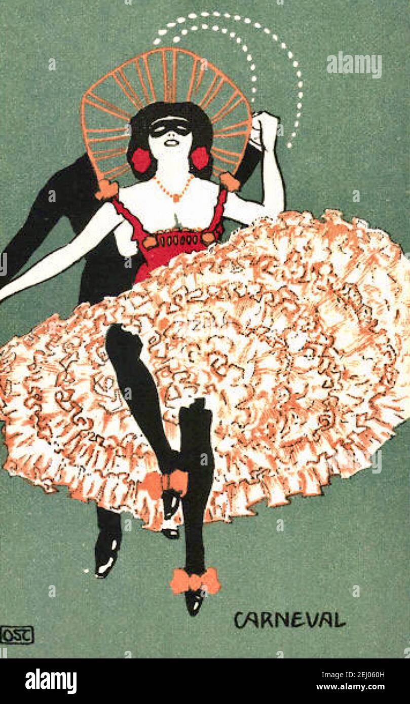 Alfred Ost - Karneval - c1911 - Karneval-Postkarte Stockfoto