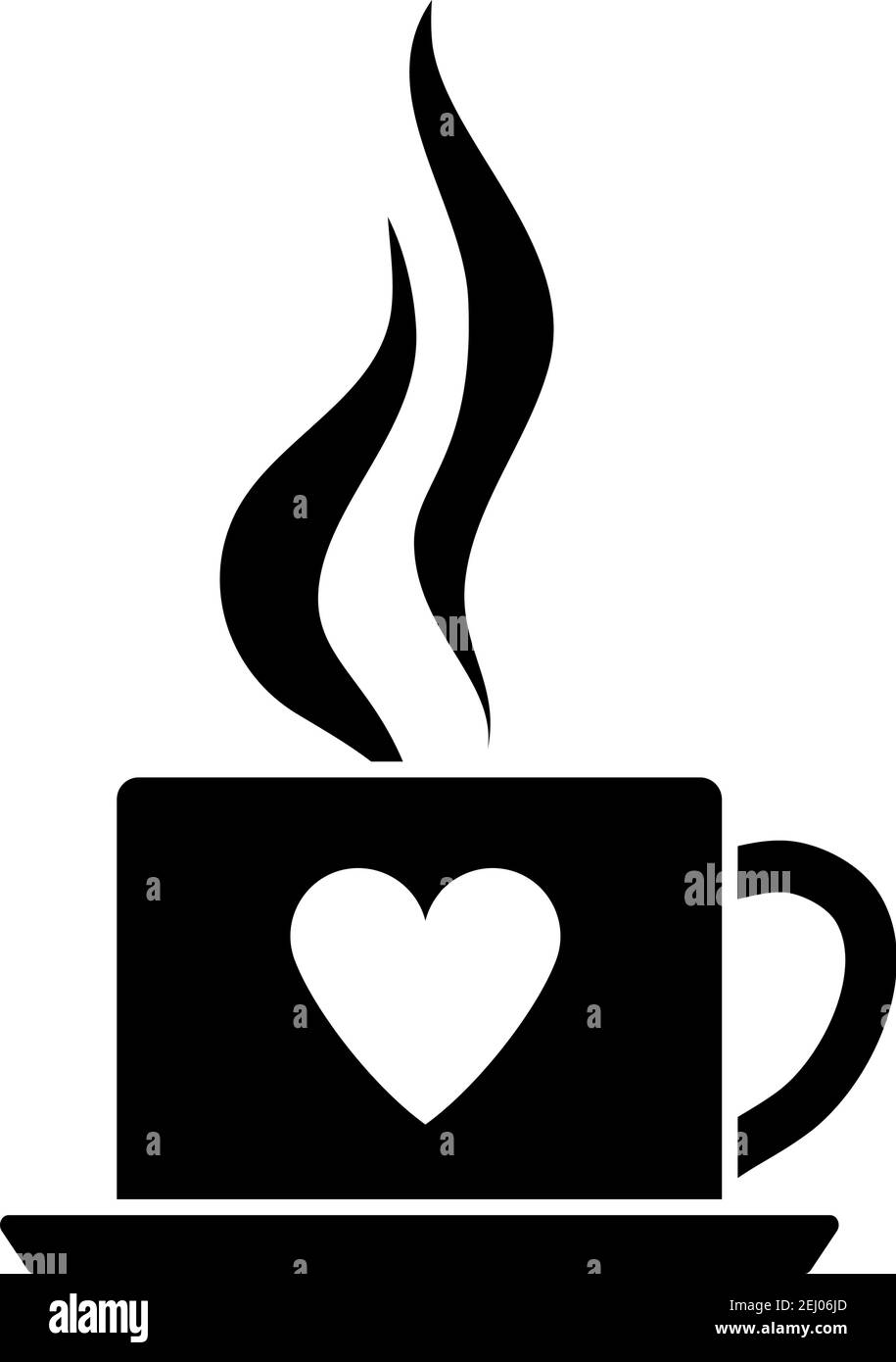 Valentinstag Kaffee-Ikone. Schwarzes Stencil-Design. Vektorgrafik. Stock Vektor