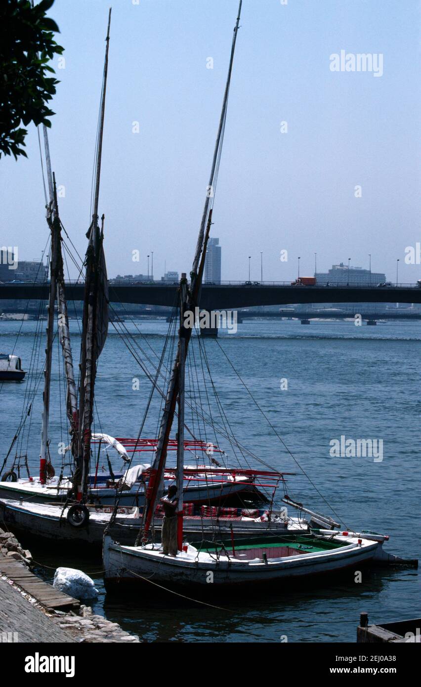 Felucas auf dem Nil Kairo Ägypten Stockfoto