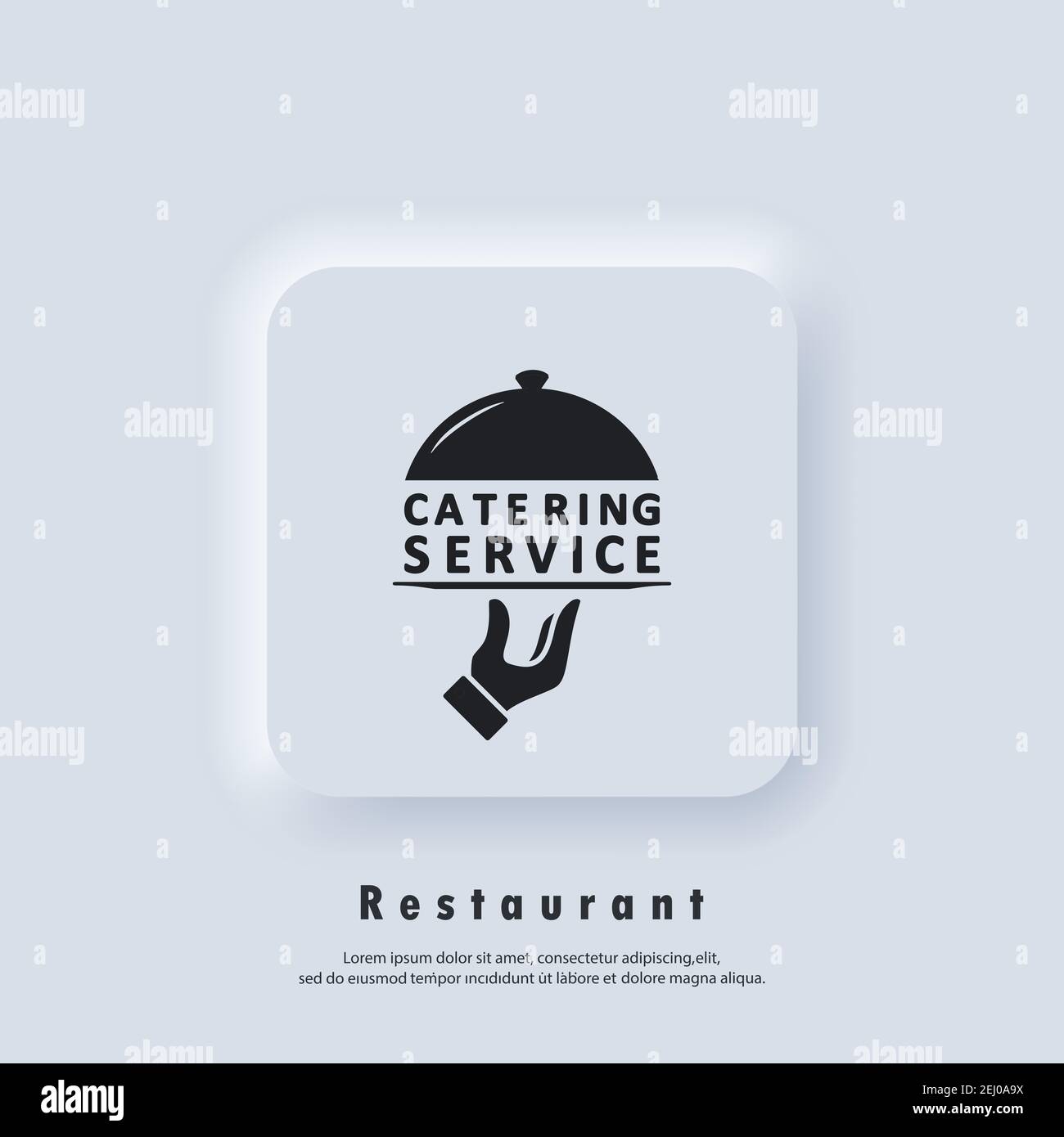 Logo für Catering-Service. Symbol für Catering-Services. Vektor. Neumorphic UI UX White User Interface Web-Button. Neumorphismus Stock Vektor