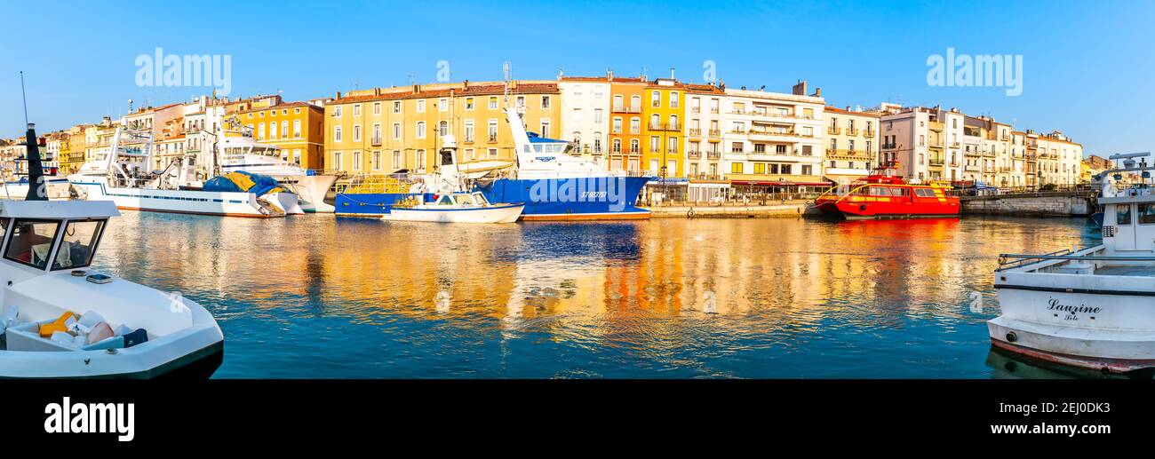Panorama des Hafens von Sète im Hérault in Okzitanien, Frankreich Stockfoto