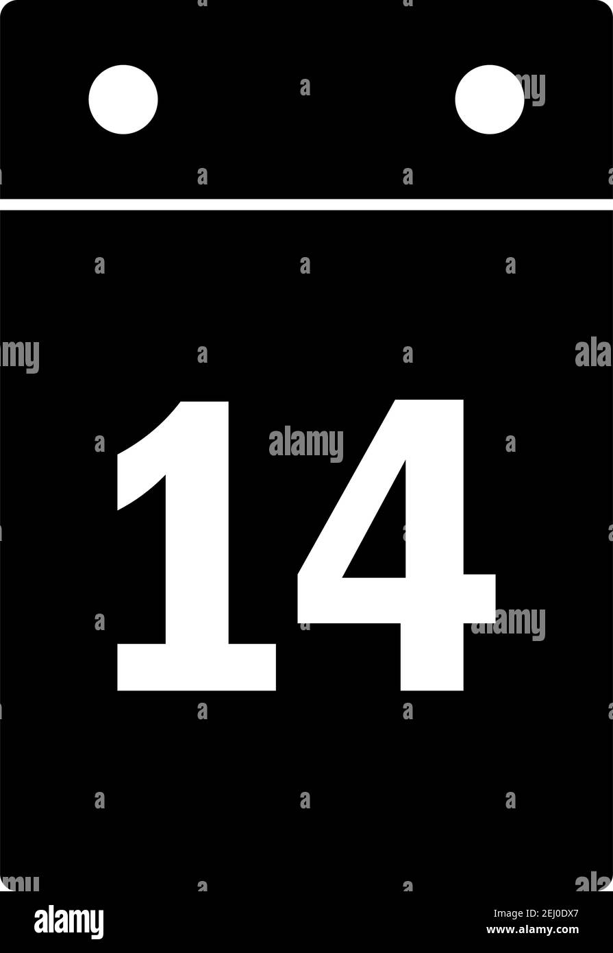 Valentinstag-Kalender-Symbol. Schwarzes Stencil-Design. Vektorgrafik. Stock Vektor