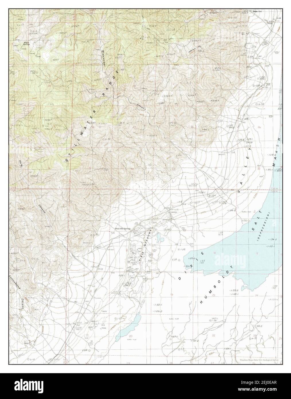 Dixie Hot Springs, Nevada, Karte 1990, 1:24000, Vereinigte Staaten von Amerika von Timeless Maps, Daten U.S. Geological Survey Stockfoto