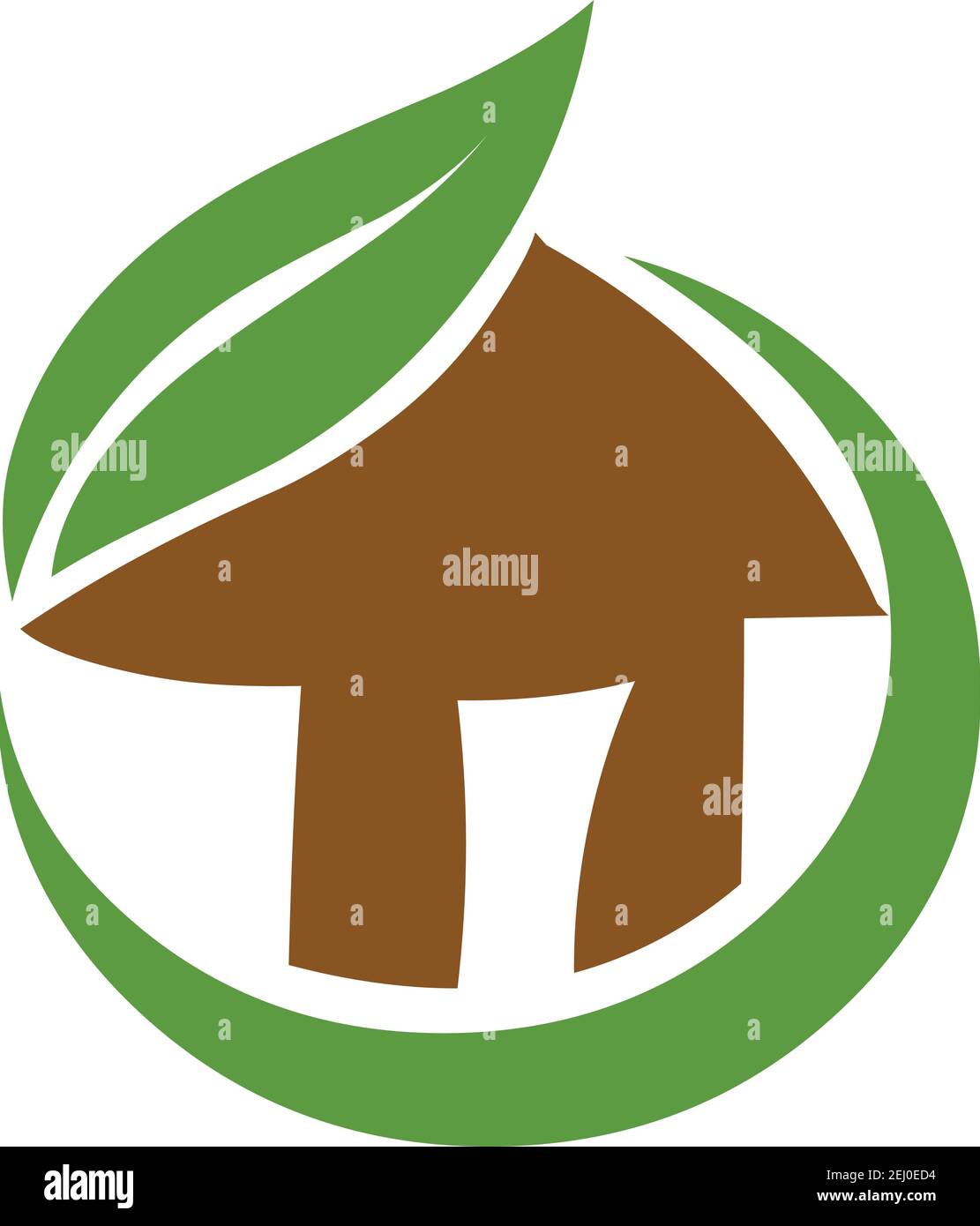 Umweltfreundliches Haus mit Blatt, Wohnverbesserung und nachhaltiges Entwicklungskonzept Stock Vektor