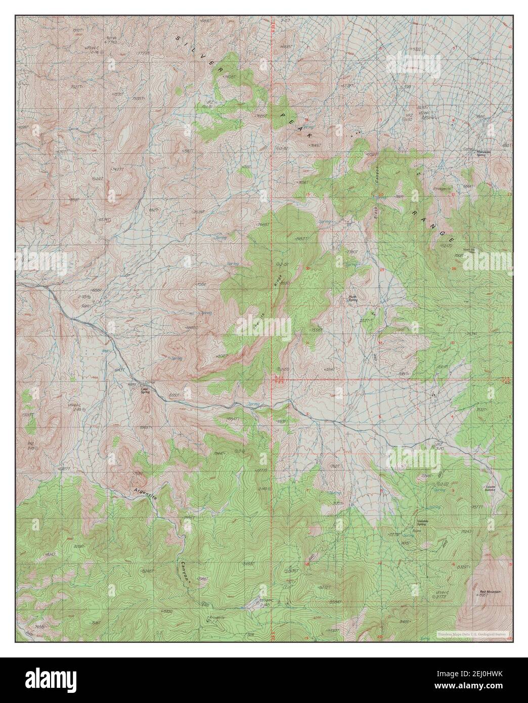 Rhyolite Ridge, Nevada, Karte 1987, 1:24000, Vereinigte Staaten von Amerika von Timeless Maps, Daten U.S. Geological Survey Stockfoto