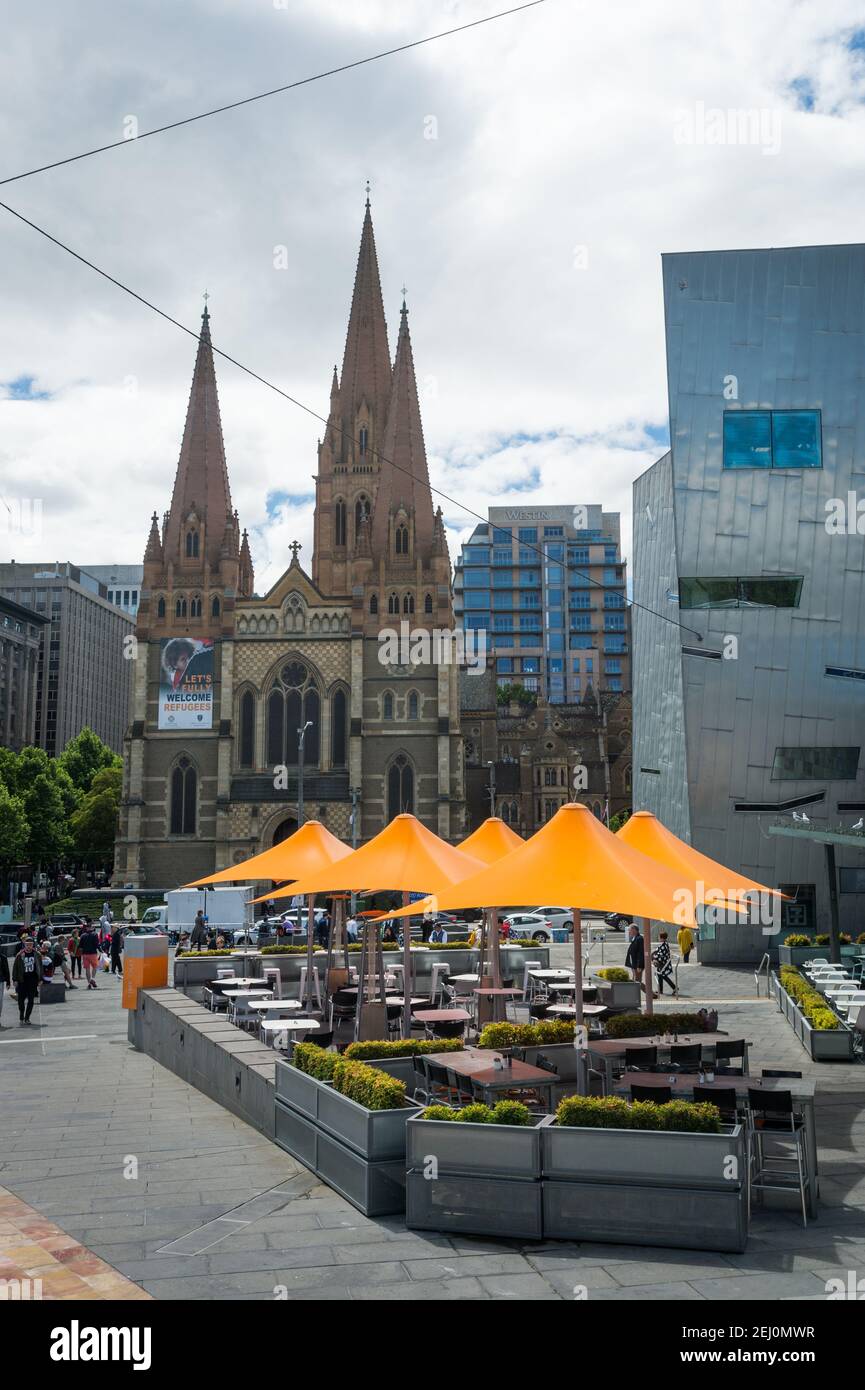 St Paul's Cathedral, Flinders Street, Melbourne, Victoria, Australien. Stockfoto