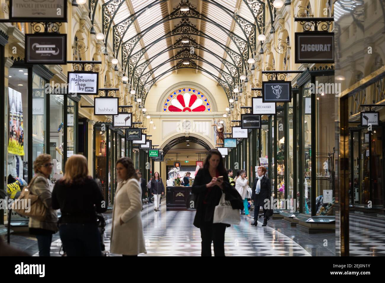 Royal Arcade, Bourke Street, Melbourne, Victoria, Australien. Stockfoto