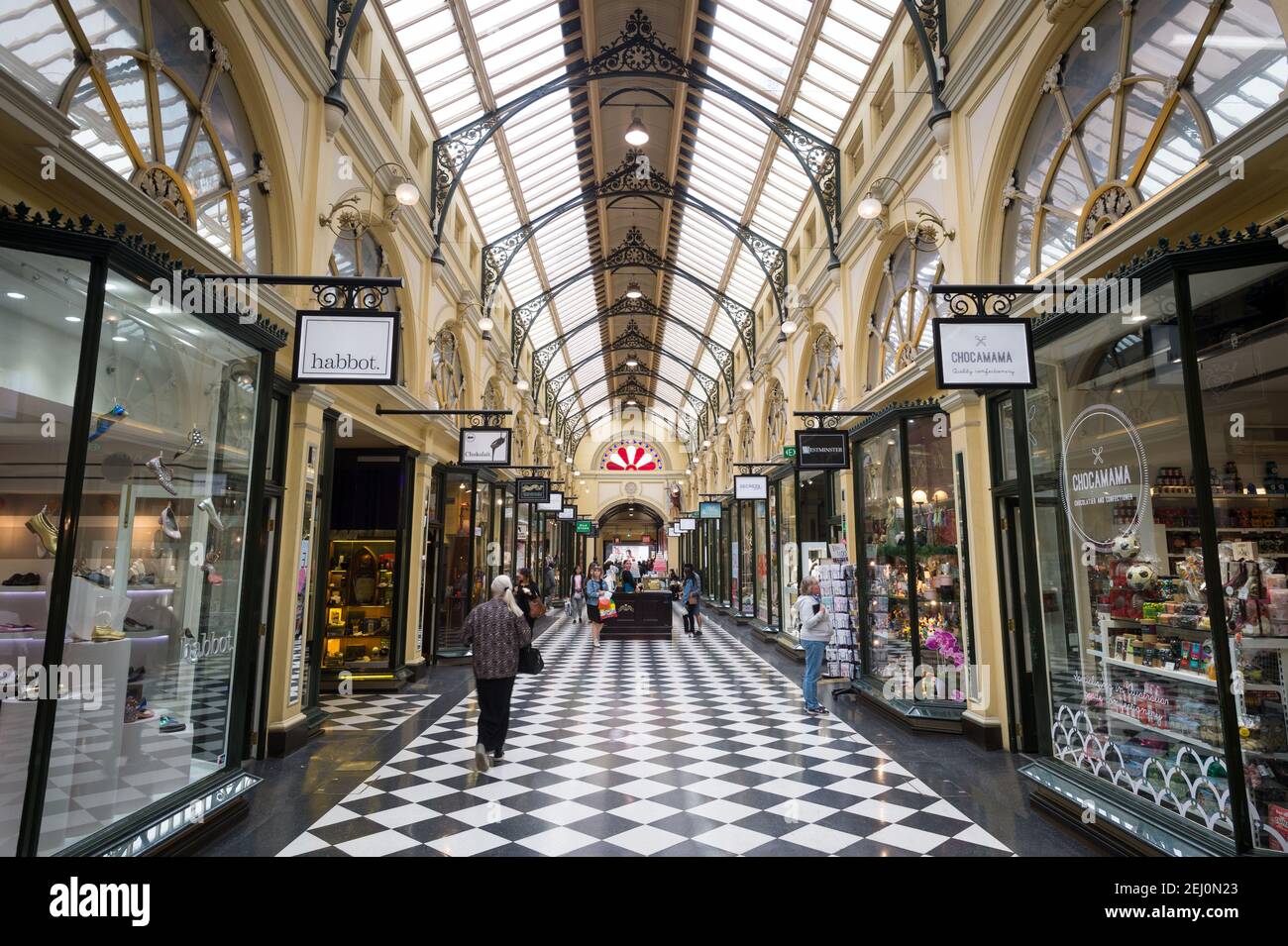 Royal Arcade, Bourke Street, Melbourne, Victoria, Australien. Stockfoto