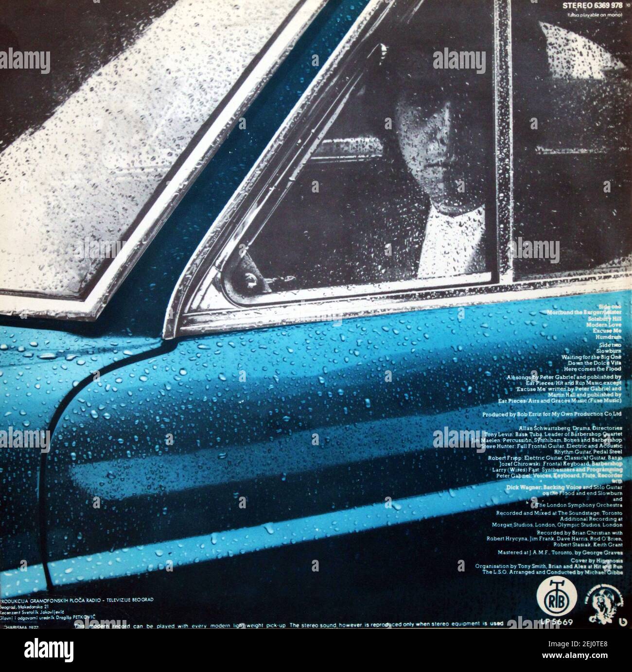 Peter Gabriel: 1977. LP-Rückcover: Peter Gabriel Stockfoto