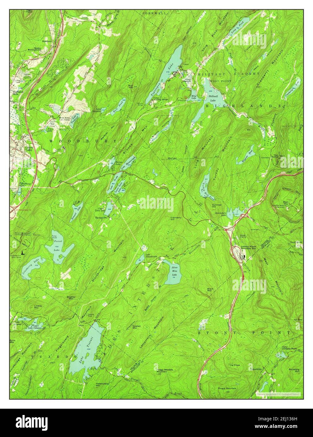 Popolopen Lake, New York, Karte 1957, 1:24000, Vereinigte Staaten von Amerika von Timeless Maps, Daten U.S. Geological Survey Stockfoto