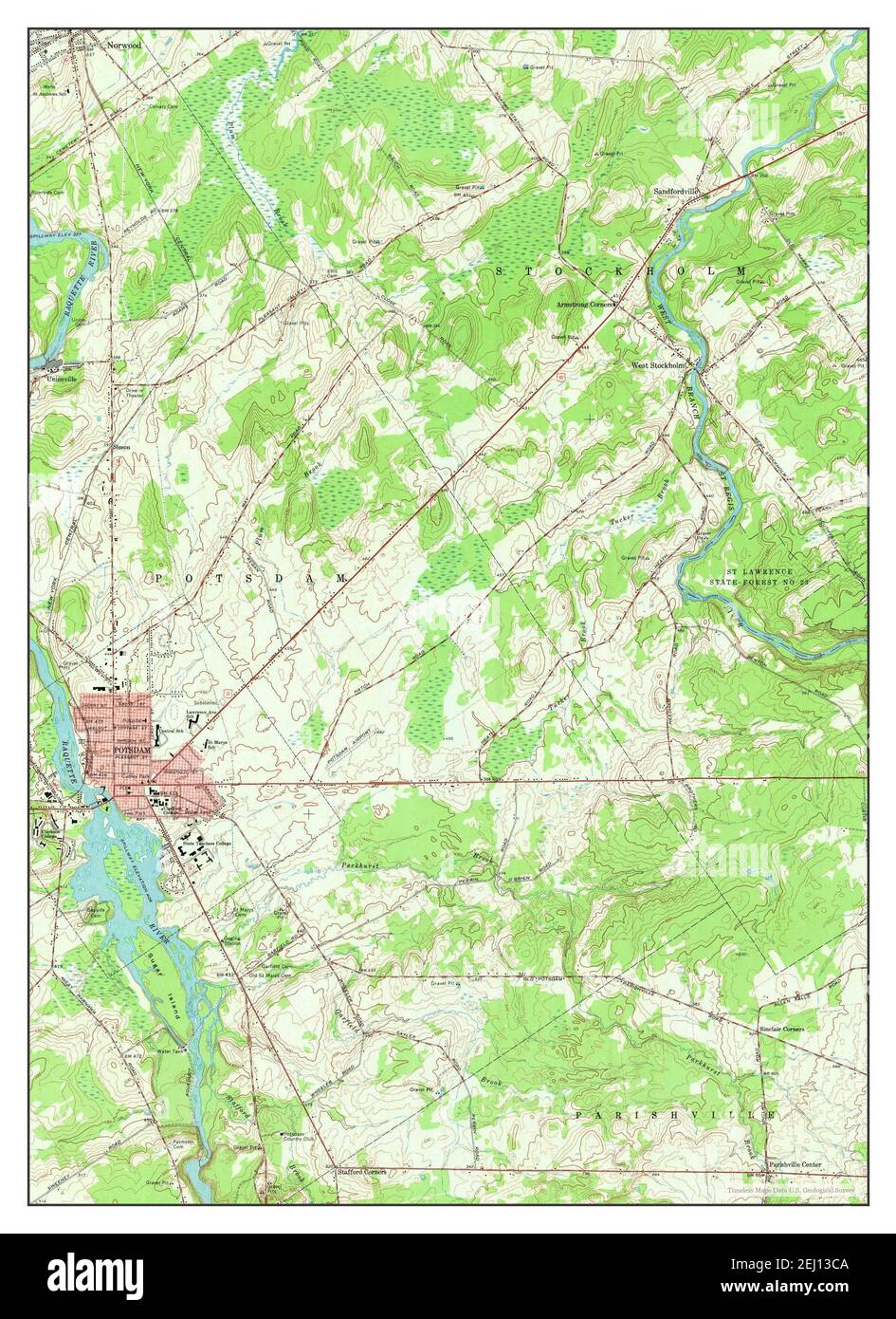 Potsdam, New York, Karte 1964, 1:24000, Vereinigte Staaten von Amerika von Timeless Maps, Daten U.S. Geological Survey Stockfoto