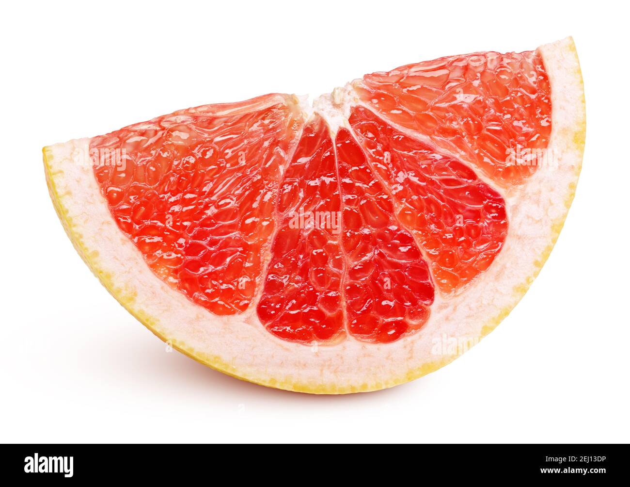 Reife Scheibe rosa Grapefruit Zitrusfrüchte isoliert auf weiß Hintergrund mit Beschneidungspfad Stockfoto