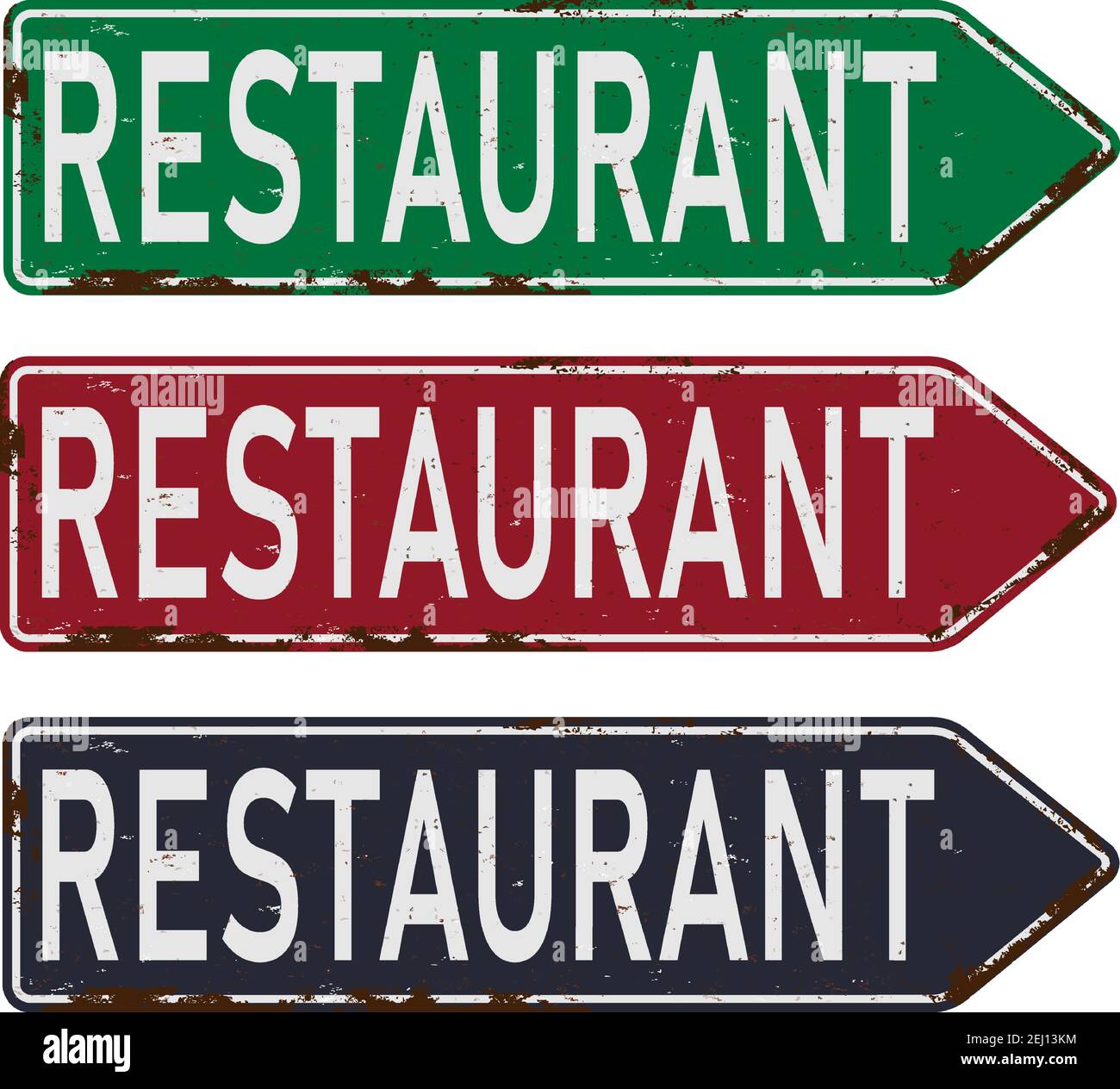 Grunge Route sechsundsechzig Restaurant Diner Pfeil Wegweiser, Retro-Stil, Vektor-Illustration, Stock Vektor