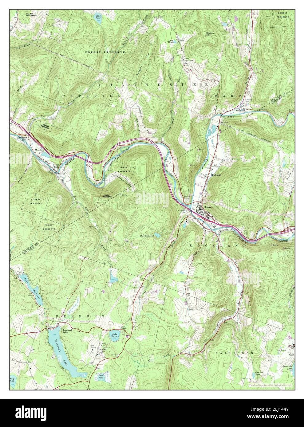 Roscoe, New York, Karte 1965, 1:24000, Vereinigte Staaten von Amerika von Timeless Maps, Daten U.S. Geological Survey Stockfoto