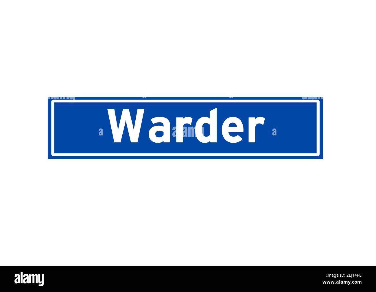 Warder isoliert niederländischen Ort Namensschild. Stadtschild aus den Niederlanden. Stockfoto