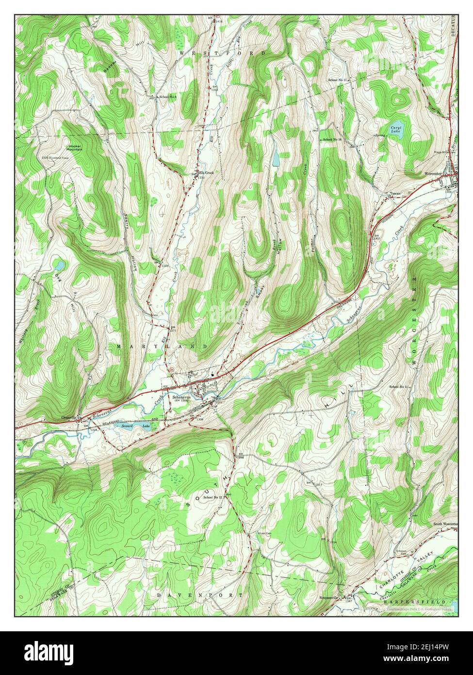 Schenevus, New York, Karte 1943, 1:24000, Vereinigte Staaten von Amerika von Timeless Maps, Daten U.S. Geological Survey Stockfoto