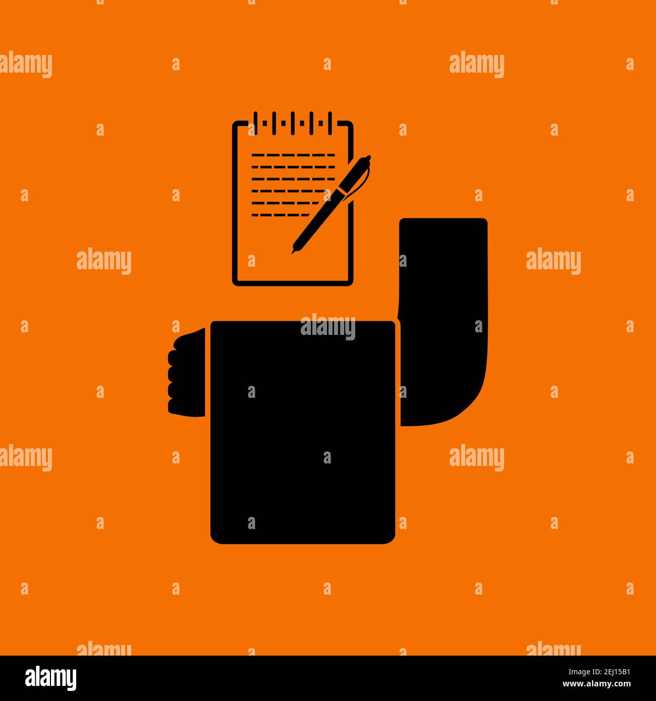 Die Bedienung Nimmt Das Symbol Oder. Schwarz auf orangefarbenem Hintergrund. Vektorgrafik. Stock Vektor