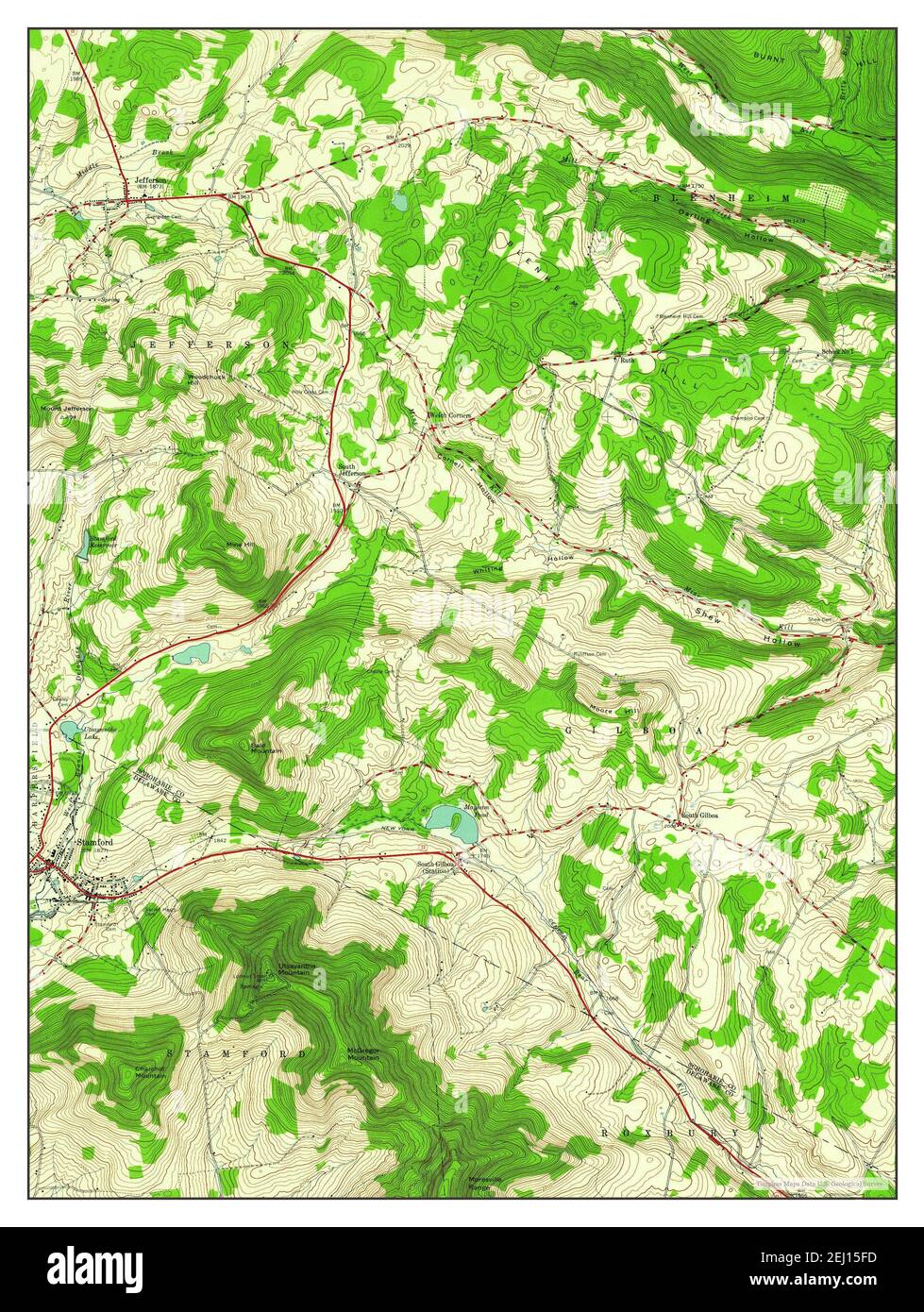 Stamford, New York, Karte 1945, 1:24000, Vereinigte Staaten von Amerika von Timeless Maps, Daten U.S. Geological Survey Stockfoto