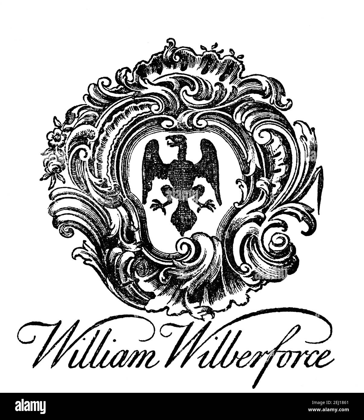 Exlibritischer Politiker, Philanthropist und prominenter Anti-Sklaverei-Kämpfer William Wilberforce (1759-1833) Stockfoto