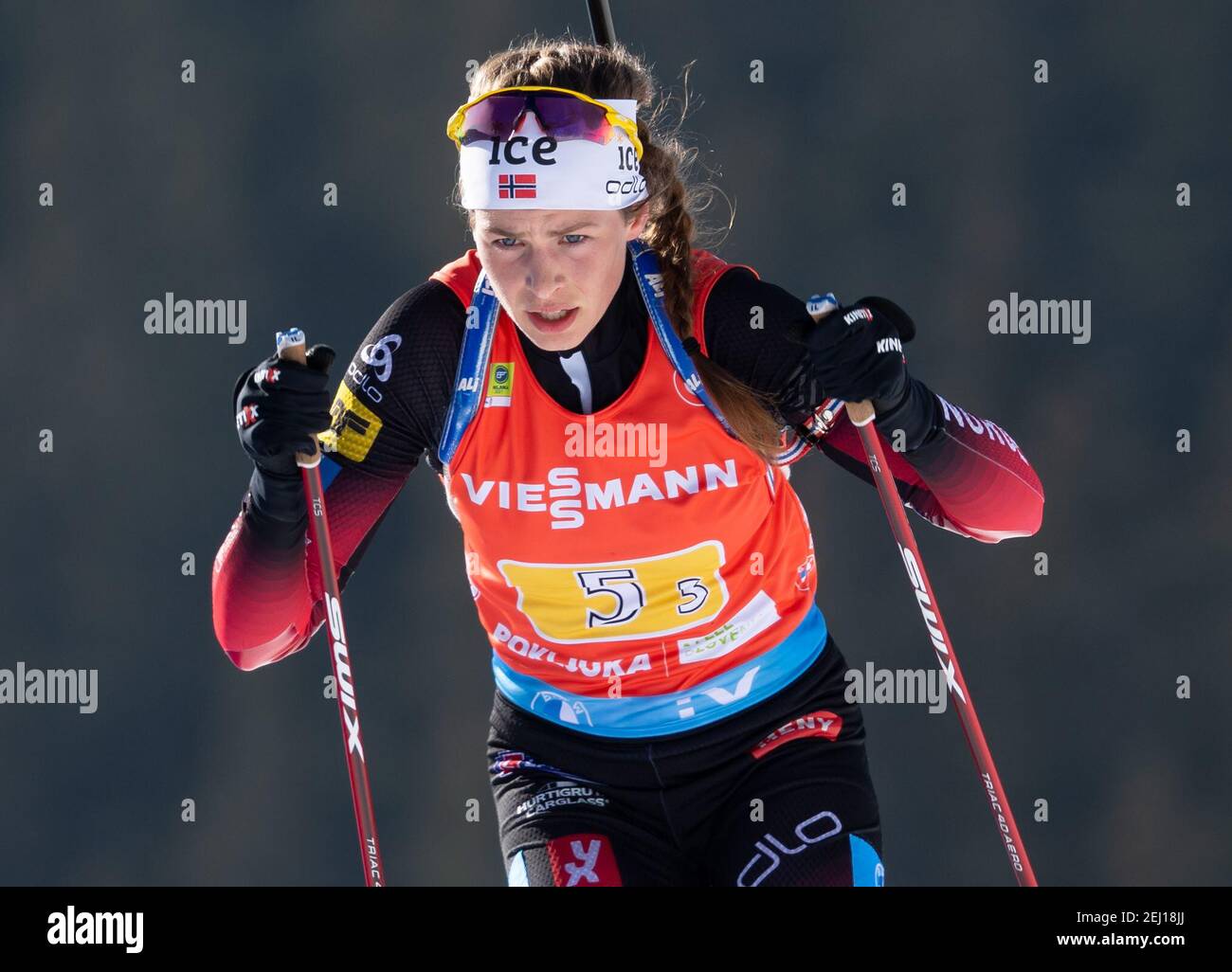 20. Februar 2021, Slowenien, Pokljuka: Biathlon: WM/WM, Staffel 4 x 6 km, Frauen. Ida Lien aus Norwegen in Aktion. Foto: Sven Hoppe/dpa Stockfoto