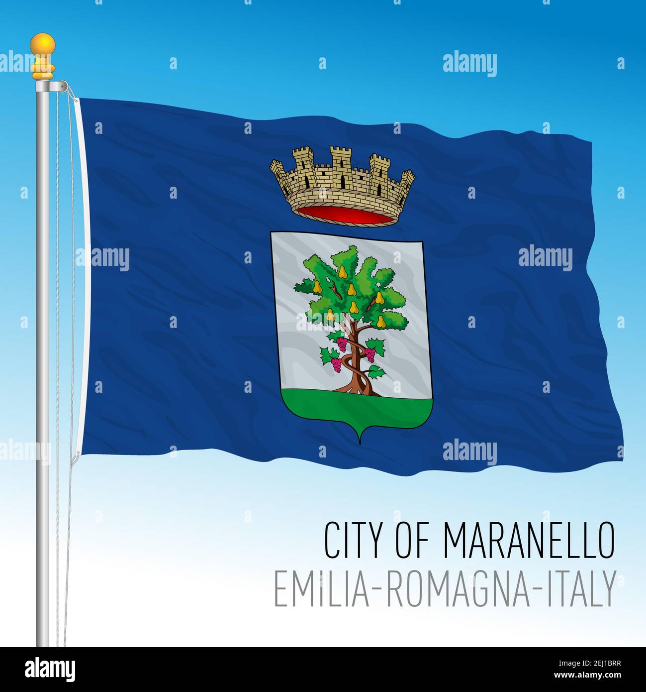 Flagge der Stadt Maranello, Modena, Emilia-Romagna, Italien, Vektorgrafik Stock Vektor