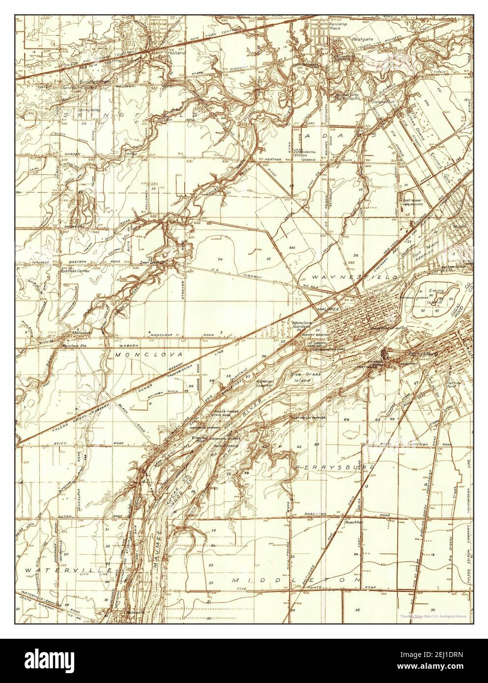 Maumee, Ohio, Karte 1935, 1:24000, Vereinigte Staaten von Amerika von Timeless Maps, Daten U.S. Geological Survey Stockfoto