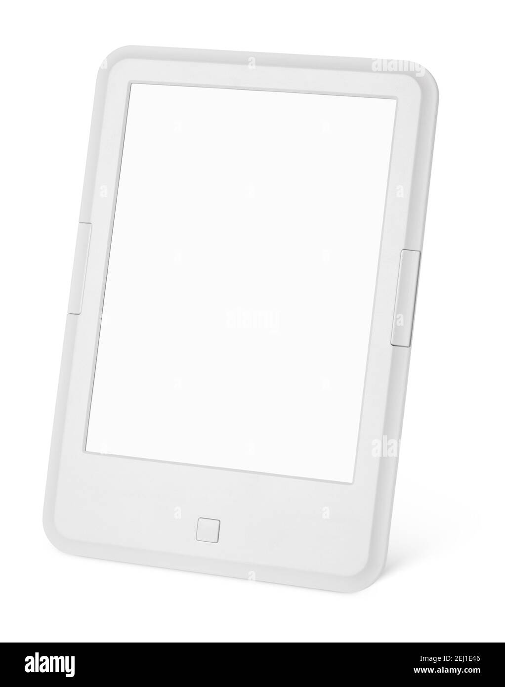 Tragbares E-Book-Lesegerät isoliert auf weißem Hintergrund mit zwei Clipping Pfad für Buch und Bildschirm Stockfoto