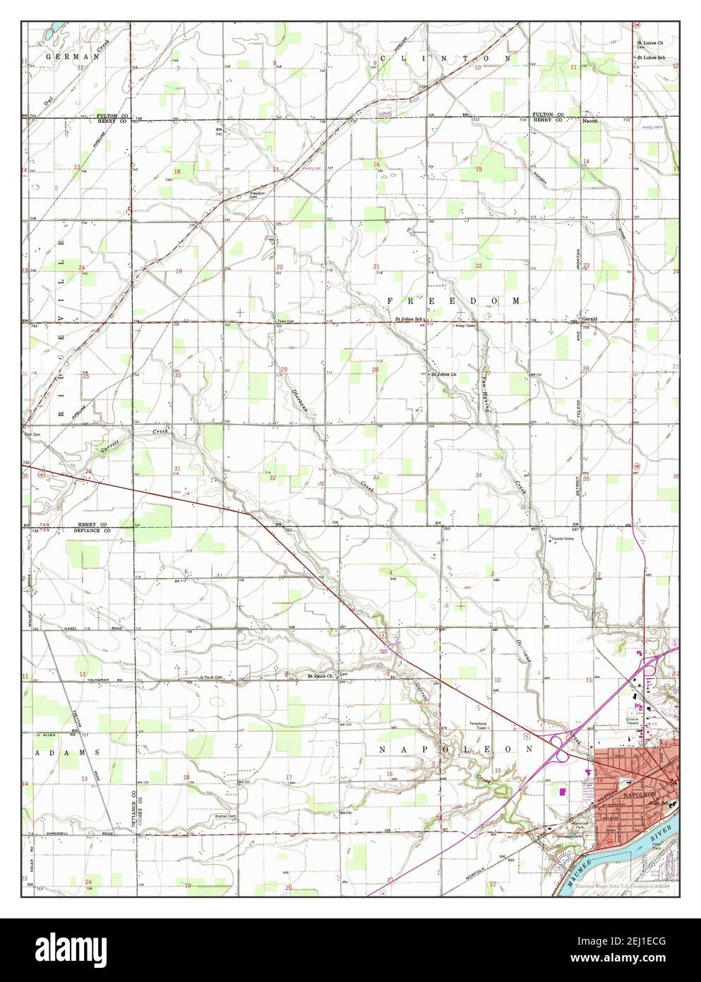 Napoleon West, Ohio, Karte 1959, 1:24000, Vereinigte Staaten von Amerika von Timeless Maps, Daten U.S. Geological Survey Stockfoto