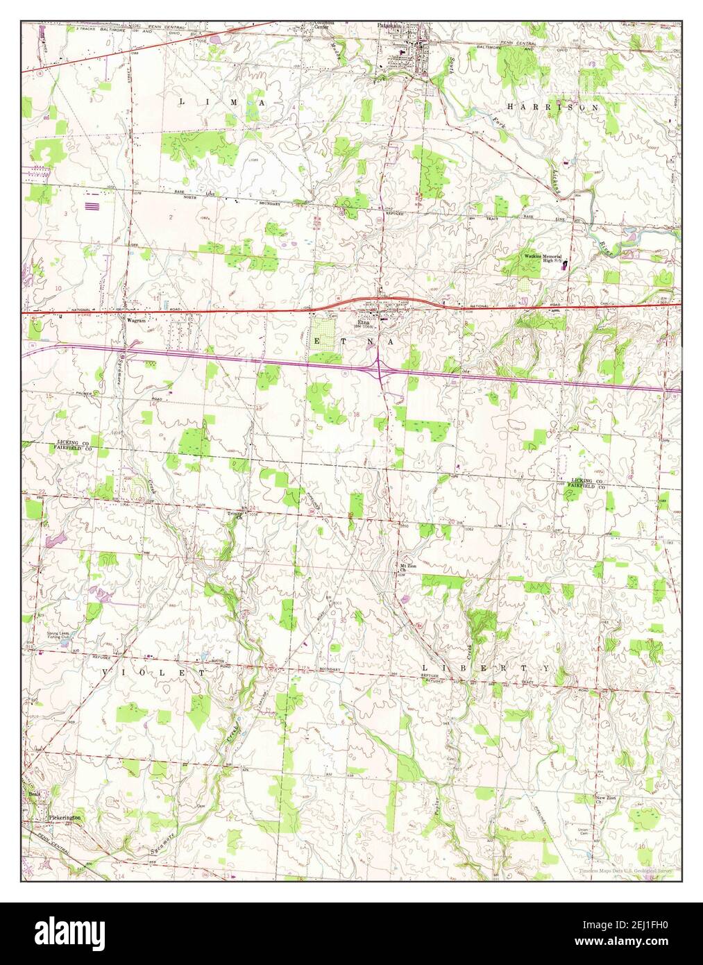 PATASKALA, Ohio, Karte 1958, 1:24000, Vereinigte Staaten von Amerika von Timeless Maps, Daten U.S. Geological Survey Stockfoto