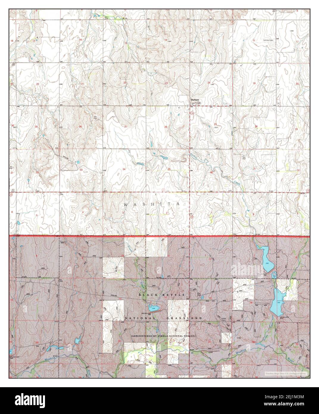 Durham, Oklahoma, Karte 1998, 1:24000, Vereinigte Staaten von Amerika von Timeless Maps, Daten U.S. Geological Survey Stockfoto