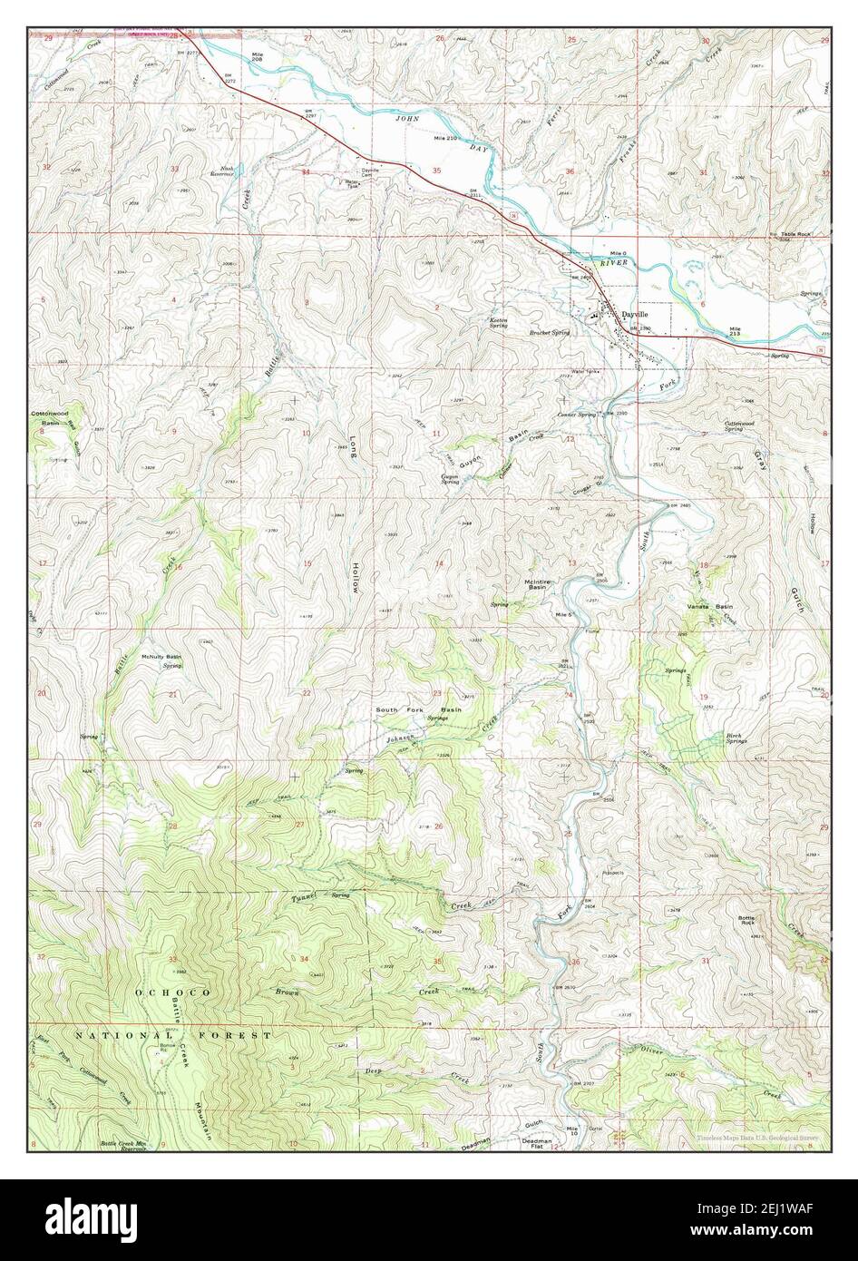 Dayville, Oregon, Karte 1972, 1:24000, Vereinigte Staaten von Amerika von Timeless Maps, Daten U.S. Geological Survey Stockfoto